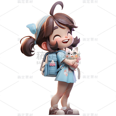 通用3D卡通感可爱小女孩儿童人物贴纸