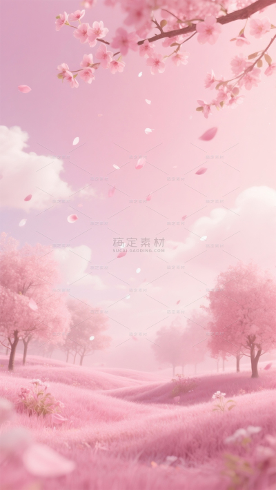 七夕唯美感粉色花瓣树林背景