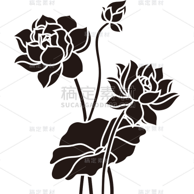 常规通用矢量荷花植物贴纸元素素材