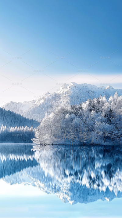 风光通用雪景倒影图片素材