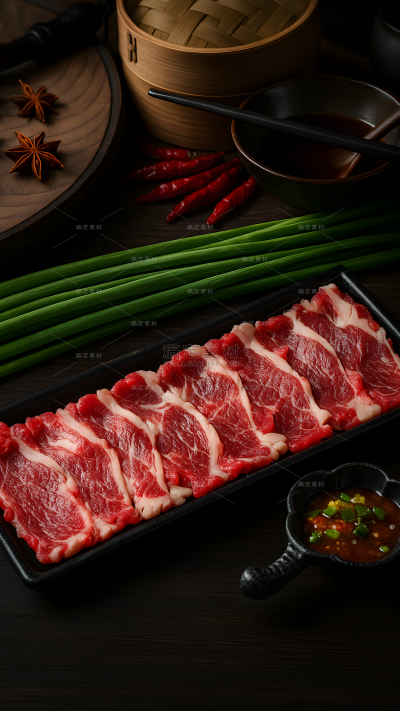 美食系列写实风生牛肉片（td）