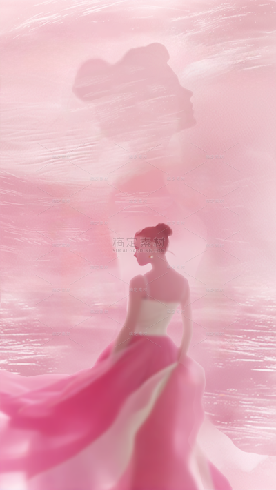 三八妇女节朦胧感女性人物剪影背景