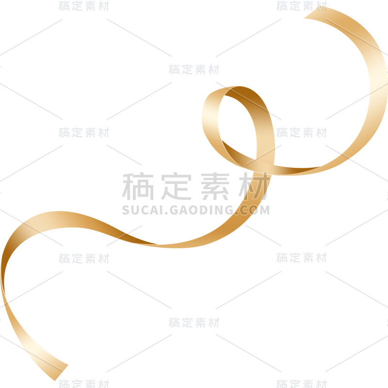金色装饰丝带彩带飘带元素素材