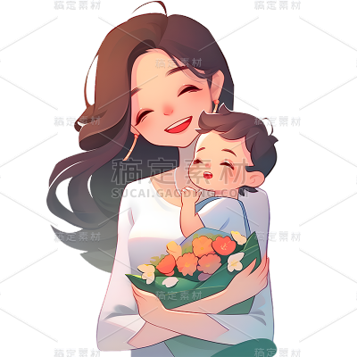 母亲节通用治愈温情母子人物元素素材