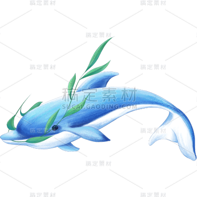 小清新动物海豚组合插画元素
