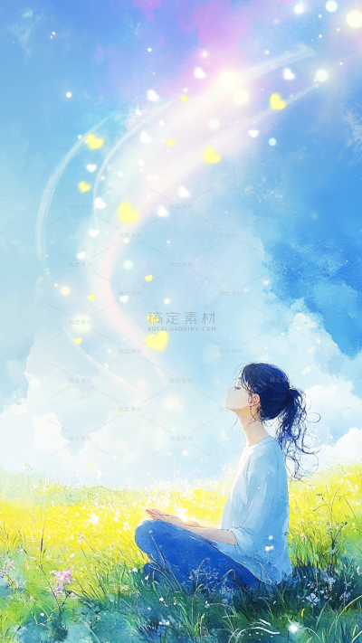 春分清新感卡通水彩插画背景