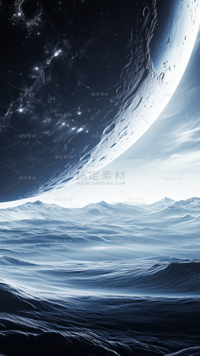 宇宙系列发光月球山脉太空图片