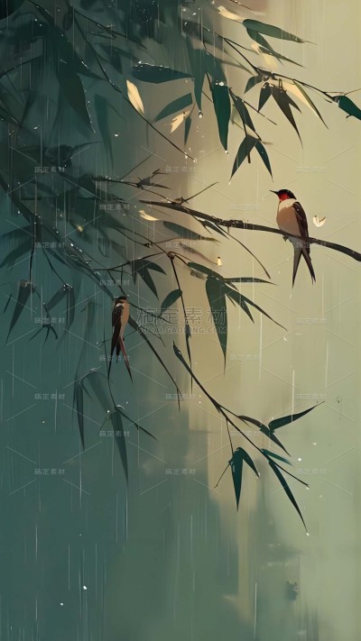春天春季春日雨水插画场景背景图片素材