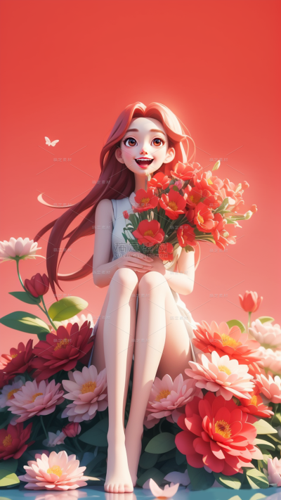 母亲节-唯美感花朵女性背景