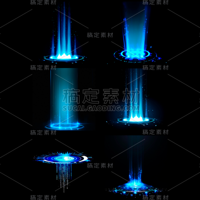 特效通用蓝色传送光束元素素材