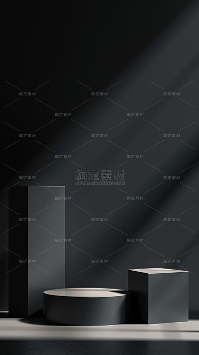 背景通用简约风黑色光影展台几何图片素材