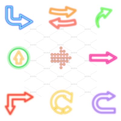 常规霓虹风光感描边箭头元素