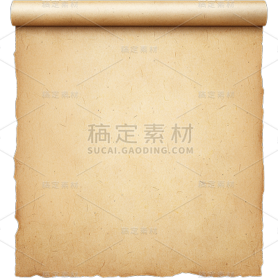 中国风通用实景黄色纸卷轴元素素材
