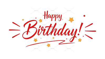 艺术字系列插画风红色庆生生日快乐happybirthday英文（td）