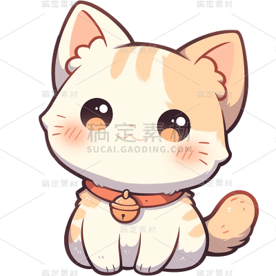 动物系列-通用-描边简约动漫小猫贴纸