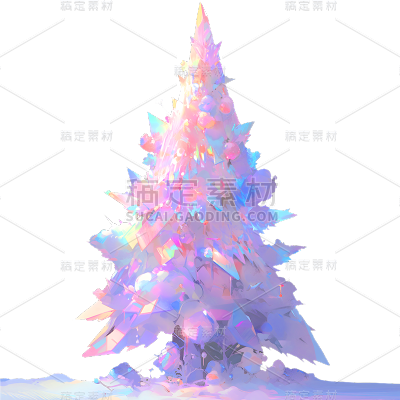 圣诞节通用3D梦幻感圣诞树元素贴纸