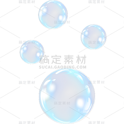 通用简约风多个蓝色透明气泡元素素材