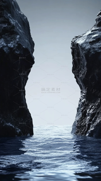 风光系列写实水面岩石场景背景