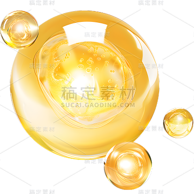 特效通用金色水珠分子精华元素素材