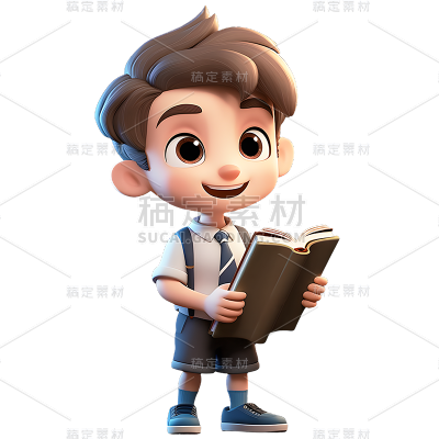 教育培训学生儿童立体3D人物元素