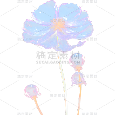 通用玻璃质感立体3D花朵花卉免抠元素