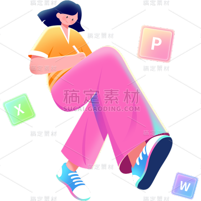 企业职业人物微立体插画贴纸