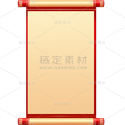 中国风通用中式竖版卷轴元素素材
