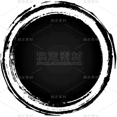中国风通用插画水墨圆形笔刷元素素材