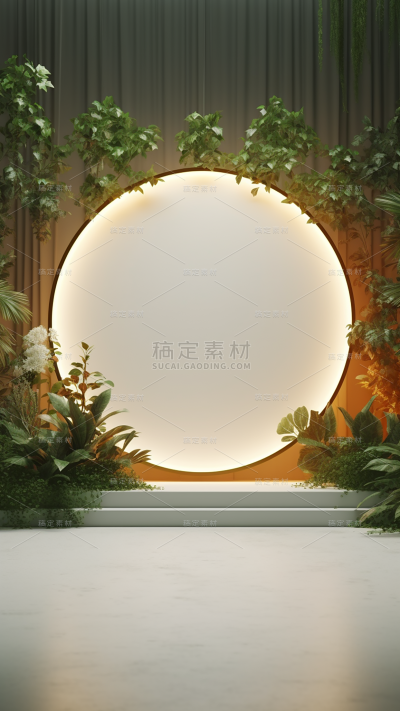 通用电商简约风绿植植物静态场景背景