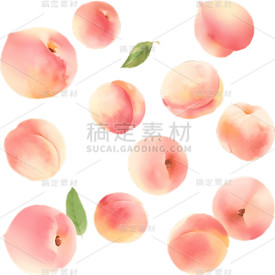 果蔬系列通用桃子水彩风插画元素素材