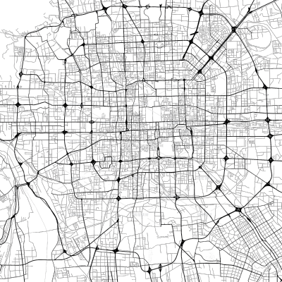 交通系列简约黑色城市交通地图线稿插画（td）