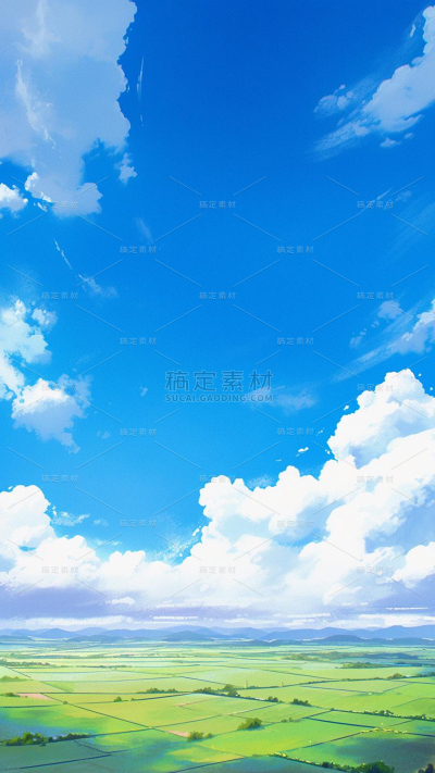 风光通用插画风天空白云背景图片素材