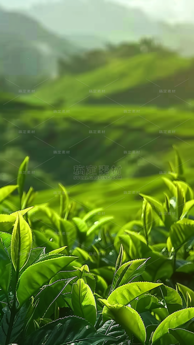 植物通用实景绿色茶叶茶园场景背景图片素材