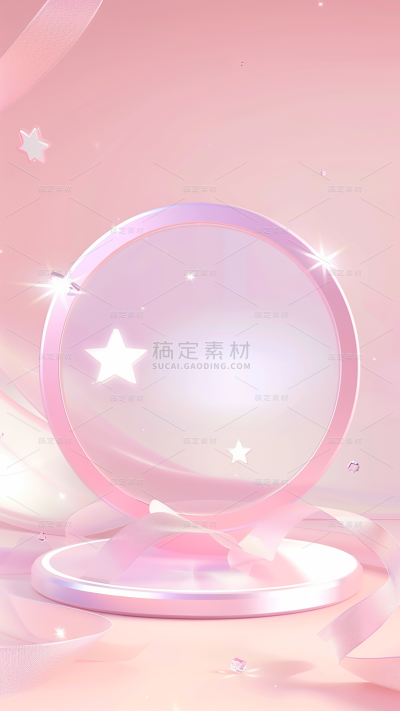 情人节通用背景粉色浪漫感梦幻感展台星星丝带