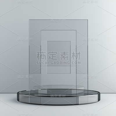 促销通用3D玻璃展台元素素材