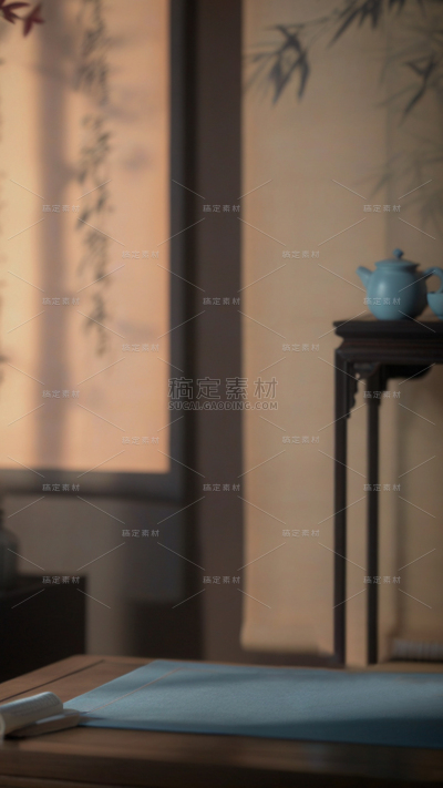 背景系列暗色古风书房展台场景背景