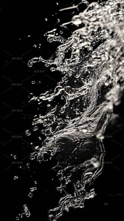特效系列写实水花飞溅黑色背景