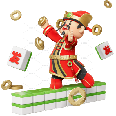 龙年春节新春新年过年除夕3D立体中国风财神人物元素素材