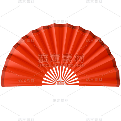 中国风中式红扇子元素素材