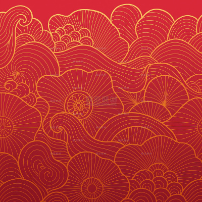 常规内容-中国风传统线条红色花纹背景