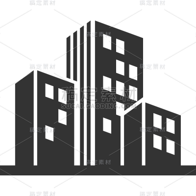 常规通用城市建筑黑白剪影