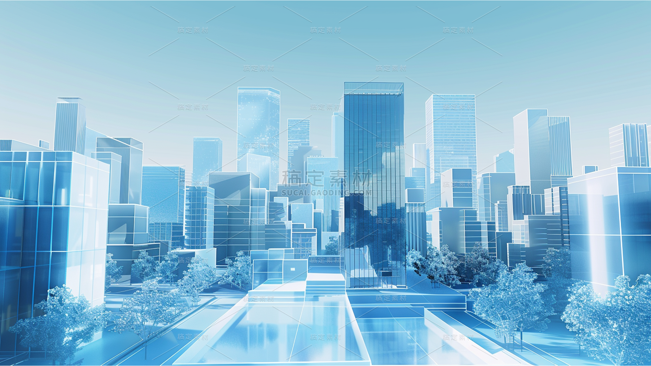 通用科技风3D微缩城市背景素材