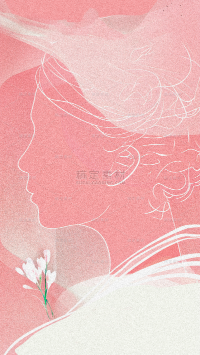 母亲节通用粉色母亲轮廓背景渐变鲜花图片