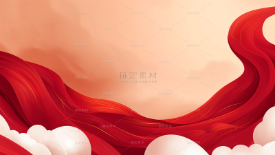 建党节红色插画绸带通用背景素材