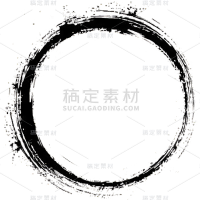 中国风通用插画水墨圆形笔刷元素素材
