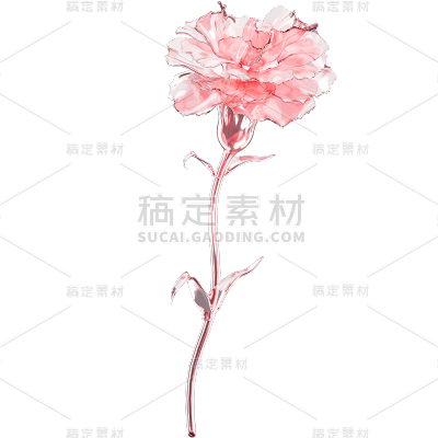 母亲节通用粉色3D玻璃康乃馨花朵元素素材