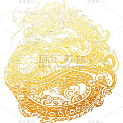 龙年春节过年新年2024金色中国风龙纹