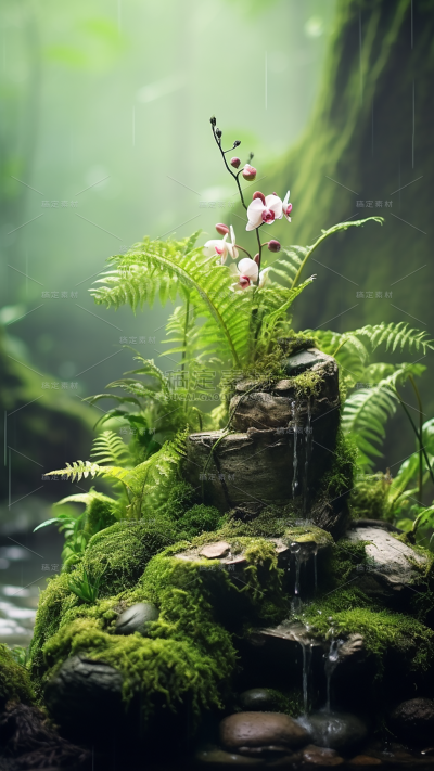 通用电商简约风绿植植物草地植被自然静态场景背景