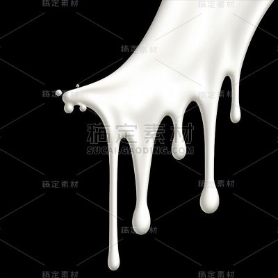 特效通用滴下白色牛奶奶质液体元素素材