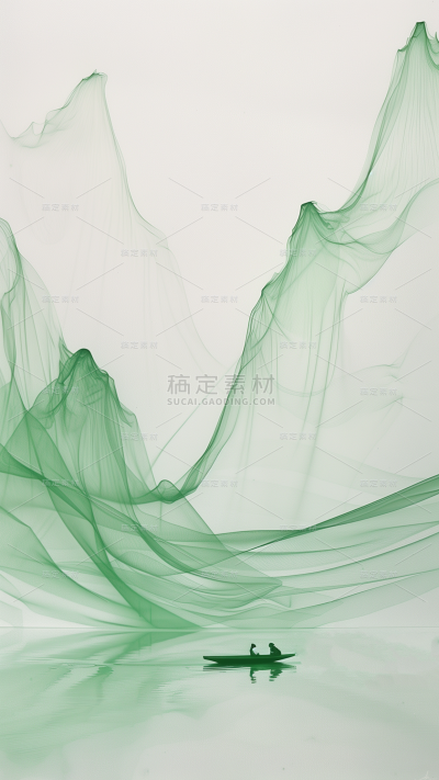 中国风通用纱幔写意山水背景图片素材